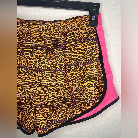 Nike Women’s Brown and Pink Athletic Shorts with Animal Print - Picture 2 of 5